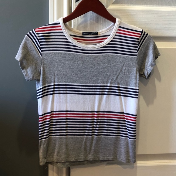 Brandy Melville Tops - BRANDY MELVILLE GRAY STRIPED TEE
